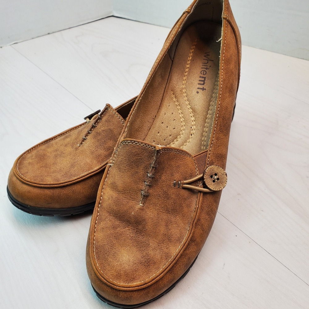 White‎ Mountain Women's Brown Faux Suede Slip On Loafer Shoes 8.5M